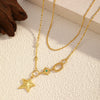Wholesale Women's Doublelayer Star Stainless Steel Electroplated Necklace Ins Style Niche Design Clavicle Chain Jewelry
