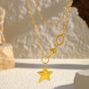 Wholesale Women's Doublelayer Star Stainless Steel Electroplated Necklace Ins Style Niche Design Clavicle Chain Jewelry