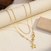 Wholesale Women's Doublelayer Star Stainless Steel Electroplated Necklace Ins Style Niche Design Clavicle Chain Jewelry