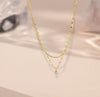 Wholesale Women's Doublelayer Ultrashiny Single Diamond Titanium Steel Drop Shape Electroplated Water Wave Chain Necklace Fashion Simple Minimalist Accessory