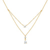 Wholesale Women's Doublelayer Water Drop Zircon Necklace With Geometric Shape And Flash O Chain Vacuum Electroplated In Furnace