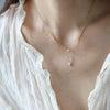Wholesale Women's Doublelayer Water Drop Zircon Necklace With Geometric Shape And Flash O Chain Vacuum Electroplated In Furnace