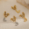 Wholesale Women's Doublelayered Heartshaped Stainless Steel Earrings With Pvd Furnace Vacuum Real Gold Plating