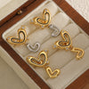 Wholesale Women's Doublelayered Heartshaped Stainless Steel Earrings With Pvd Furnace Vacuum Real Gold Plating