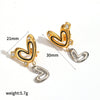 Wholesale Women's Doublelayered Heartshaped Stainless Steel Earrings With Pvd Furnace Vacuum Real Gold Plating