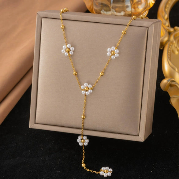 Wholesale Women's Doublelayered Long Necklace With Heart Shape Titanium Steel Pendant Real Gold Plated In The Furnace Oshaped Chain