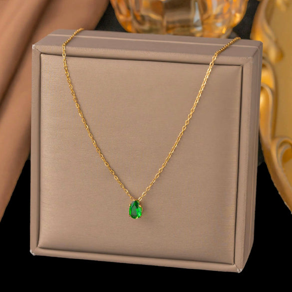 Wholesale Women's Doublelayered Long Necklace With Heart Shape Titanium Steel Pendant Real Gold Plated In The Furnace Oshaped Chain