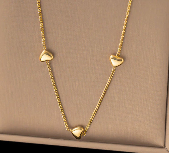 Wholesale Women's Doublelayered Long Necklace With Heart Shape Titanium Steel Pendant Real Gold Plated In The Furnace Oshaped Chain