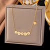 Wholesale Women's Doublelayered Long Necklace With Heart Shape Titanium Steel Pendant Real Gold Plated In The Furnace Oshaped Chain