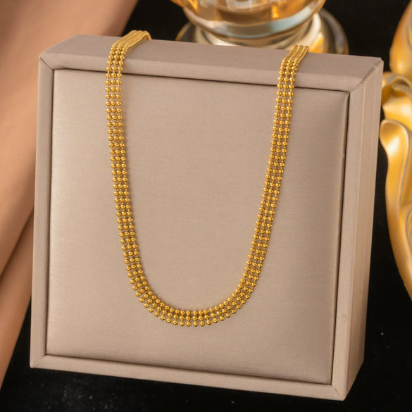 Wholesale Women's Doublelayered Long Necklace With Heart Shape Titanium Steel Pendant Real Gold Plated In The Furnace Oshaped Chain