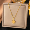 Wholesale Women's Doublelayered Long Necklace With Heart Shape Titanium Steel Pendant Real Gold Plated In The Furnace Oshaped Chain
