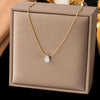 Wholesale Women's Doublelayered Long Necklace With Heart Shape Titanium Steel Pendant Real Gold Plated In The Furnace Oshaped Chain