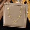 Wholesale Women's Doublelayered Long Necklace With Heart Shape Titanium Steel Pendant Real Gold Plated In The Furnace Oshaped Chain