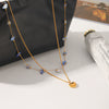 Wholesale Women's Doublelayered Natural Stone And Stainless Steel Necklaces With Geometric Pendant Gold Plated