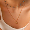Wholesale Women's Doublelayered Natural Stone And Stainless Steel Necklaces With Geometric Pendant Gold Plated