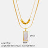 Wholesale Women's Doublelayered Rectangular White Shell Stainless Steel And Titanium Steel Necklace With Geometric Design And 18K Gold Electroplating