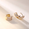 Wholesale Women's Doublerow Ear Buckle Geometric Diamond Zircon Earrings With Electroplating Treatment