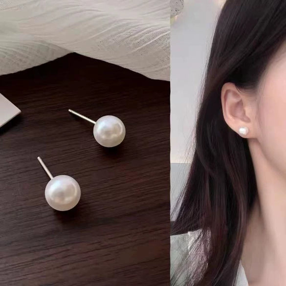 Wholesale Women's Doublesided Alloy Pearl Earrings With Geometric Pattern And Electroplating Design