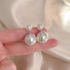 Wholesale Women's Doublesided Alloy Pearl Earrings With Geometric Pattern And Electroplating Design