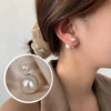Wholesale Women's Doublesided Alloy Pearl Earrings With Geometric Pattern And Electroplating Design