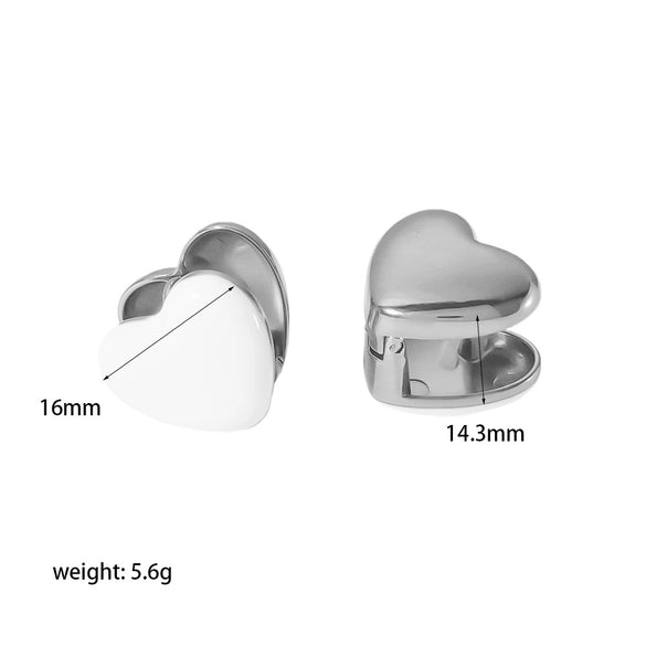 Wholesale Women's Doublesided Love Epoxy Rhinestone Heart Shape Stainless Steel 18K Goldplated Earrings