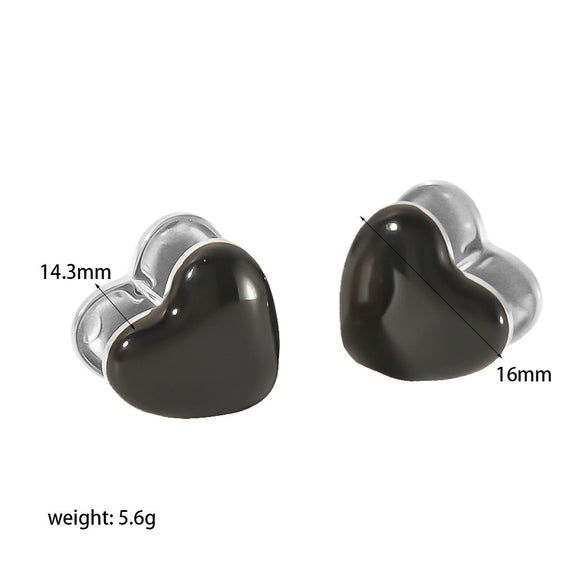 Wholesale Women's Doublesided Love Epoxy Rhinestone Heart Shape Stainless Steel 18K Goldplated Earrings
