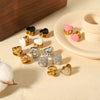 Wholesale Women's Doublesided Love Epoxy Rhinestone Heart Shape Stainless Steel 18K Goldplated Earrings