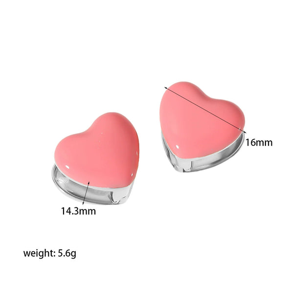 Wholesale Women's Doublesided Love Epoxy Rhinestone Heart Shape Stainless Steel 18K Goldplated Earrings
