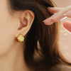 Wholesale Women's Doublesided Shell Stainless Steel 18K Gold Electroplated Earrings