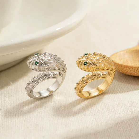 Wholesale Women's Dragon Scale Snakeshaped Open Ring Copper Electroplated Jewelry