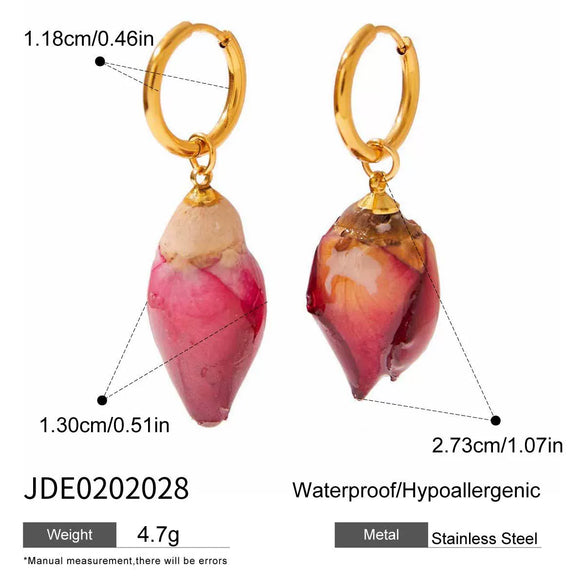 Wholesale Women's Dried Flower Stainless Steel Earrings With Electroplating