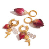 Wholesale Women's Dried Flower Stainless Steel Earrings With Electroplating