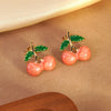 Wholesale Women's Dripping Oil Fruit Shape Stainless Steel Earrings