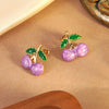 Wholesale Women's Dripping Oil Fruit Shape Stainless Steel Earrings