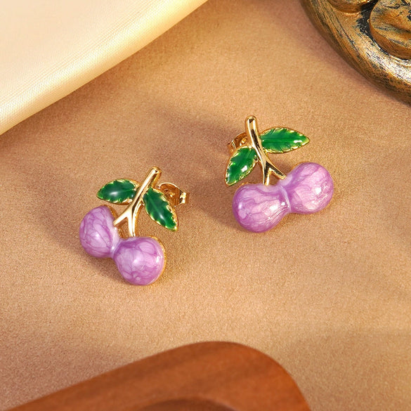 Wholesale Women's Dripping Oil Fruit Shape Stainless Steel Earrings