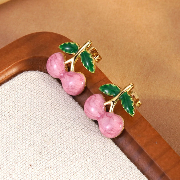 Wholesale Women's Dripping Oil Fruit Shape Stainless Steel Earrings