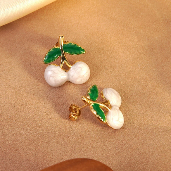 Wholesale Women's Dripping Oil Fruit Shape Stainless Steel Earrings