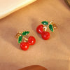 Wholesale Women's Dripping Oil Fruit Shape Stainless Steel Earrings