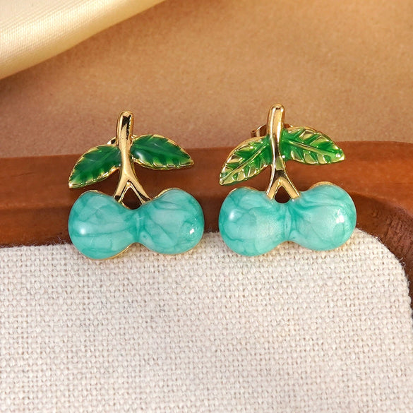 Wholesale Women's Dripping Oil Fruit Shape Stainless Steel Earrings