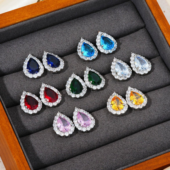 Wholesale Women's Drop Shape Copper Zircon Micropaved Leaf Pattern Electroplated Earrings