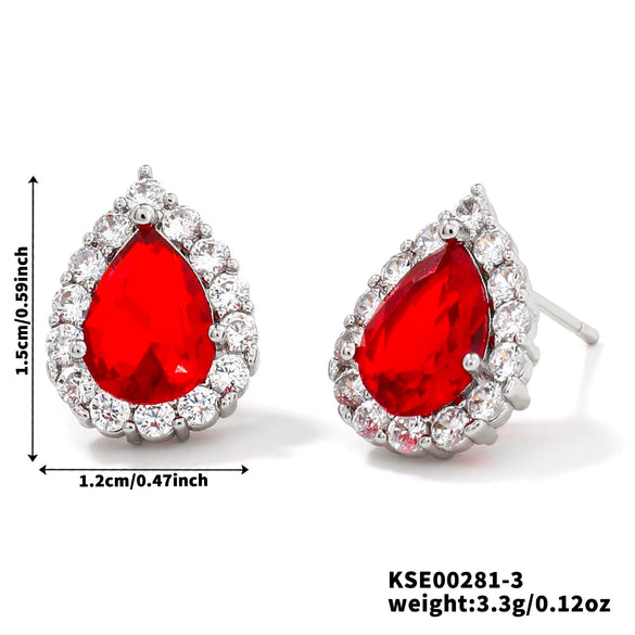 Wholesale Women's Drop Shape Copper Zircon Micropaved Leaf Pattern Electroplated Earrings