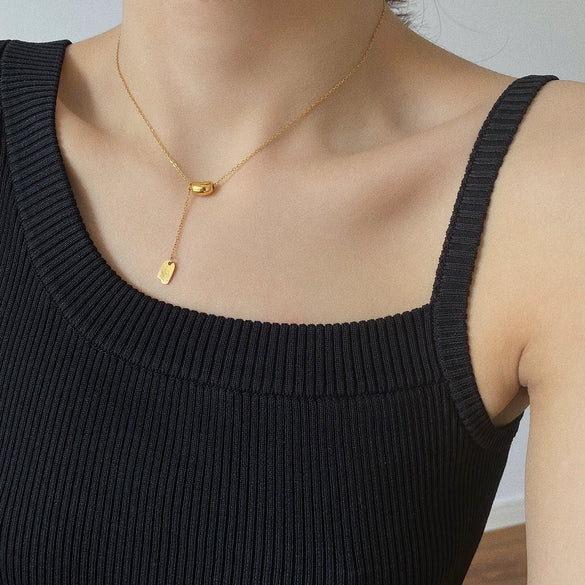 Wholesale Women's Drop Shape Titanium Steel Electroplated Fashion Geometry Ochain Necklace