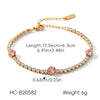 Wholesale Women's Drop Shape Zircon Tennis Chain Real Gold Plated Stainless Steel Jewelry