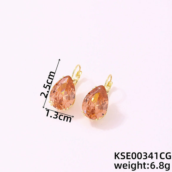 Wholesale Women's Dropshaped Copper Retro Printed Electroplated Light Luxury Style Ear Buckles For Autumn