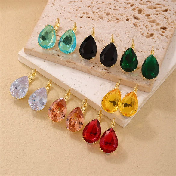 Wholesale Women's Dropshaped Copper Retro Printed Electroplated Light Luxury Style Ear Buckles For Autumn