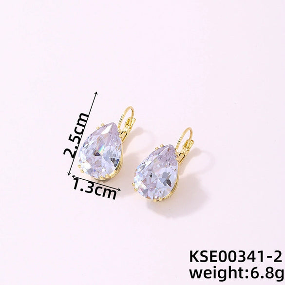 Wholesale Women's Dropshaped Copper Retro Printed Electroplated Light Luxury Style Ear Buckles For Autumn