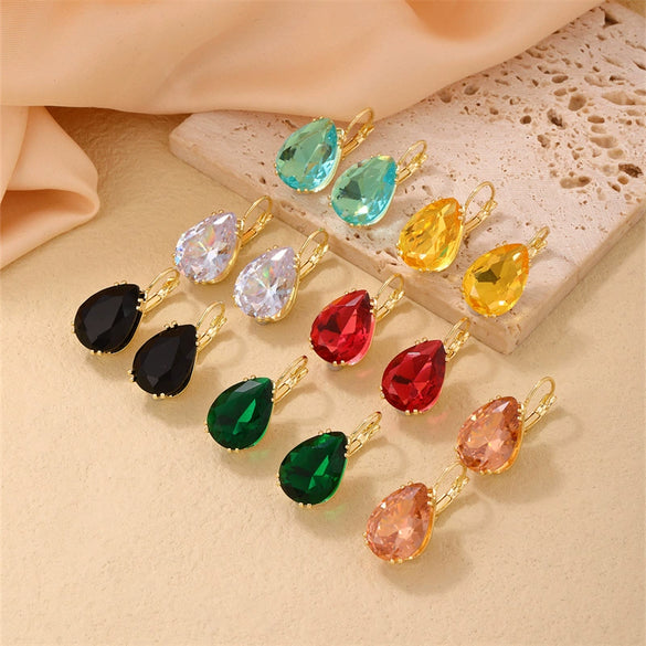Wholesale Women's Dropshaped Copper Retro Printed Electroplated Light Luxury Style Ear Buckles For Autumn