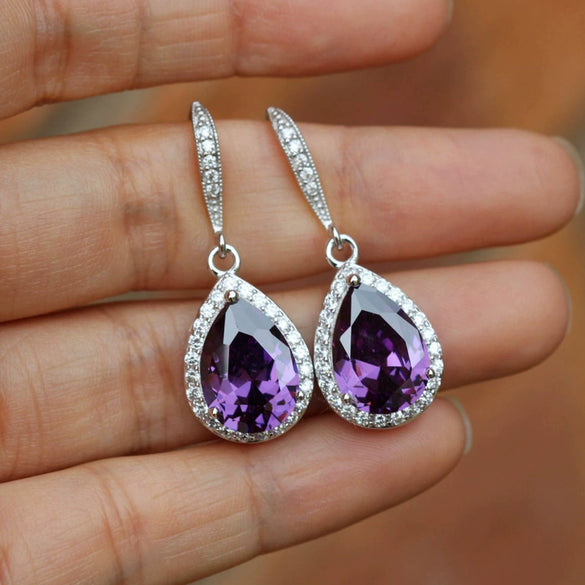 Wholesale Women's Dropshaped Copper Zircon Earrings