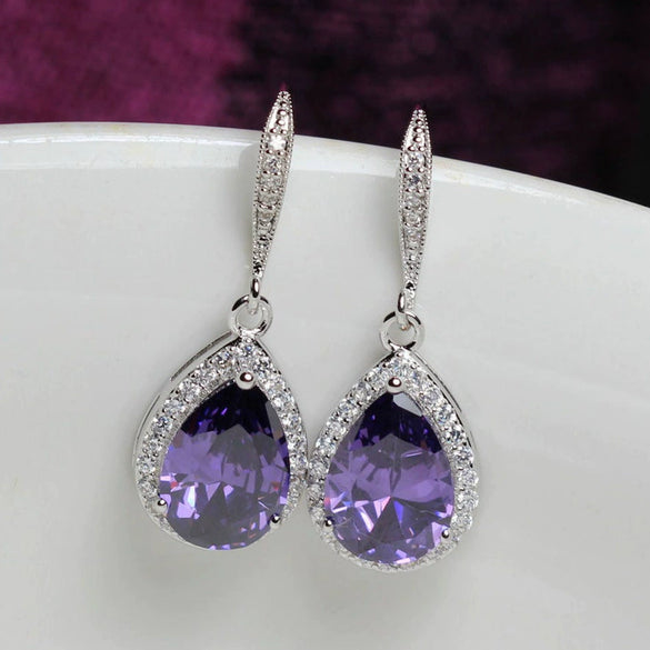 Wholesale Women's Dropshaped Copper Zircon Earrings