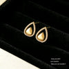 Wholesale Women's Dropshaped Diamondinlaid Copper Hollow Earrings With Minimalist Design